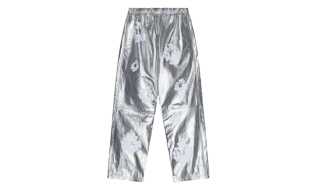 Leather Cotton Wreath Sweatpants "Silver" DT1007