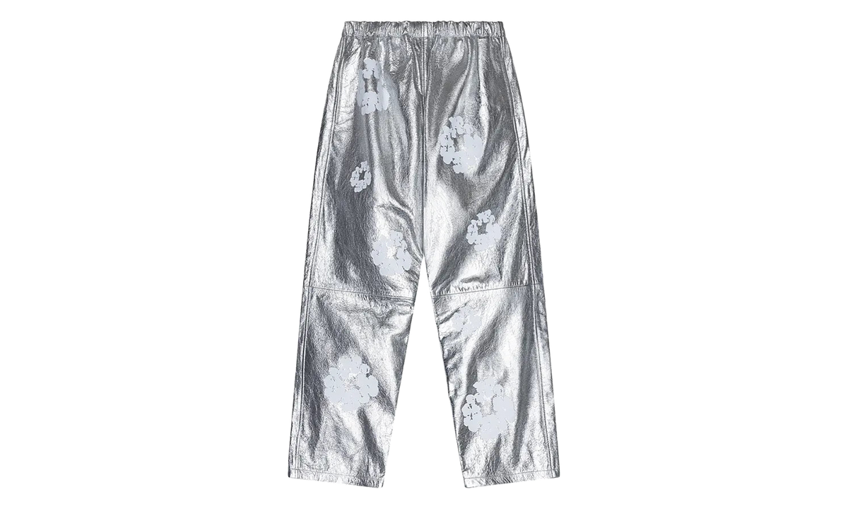 Leather Cotton Wreath Sweatpants "Silver" DT1007