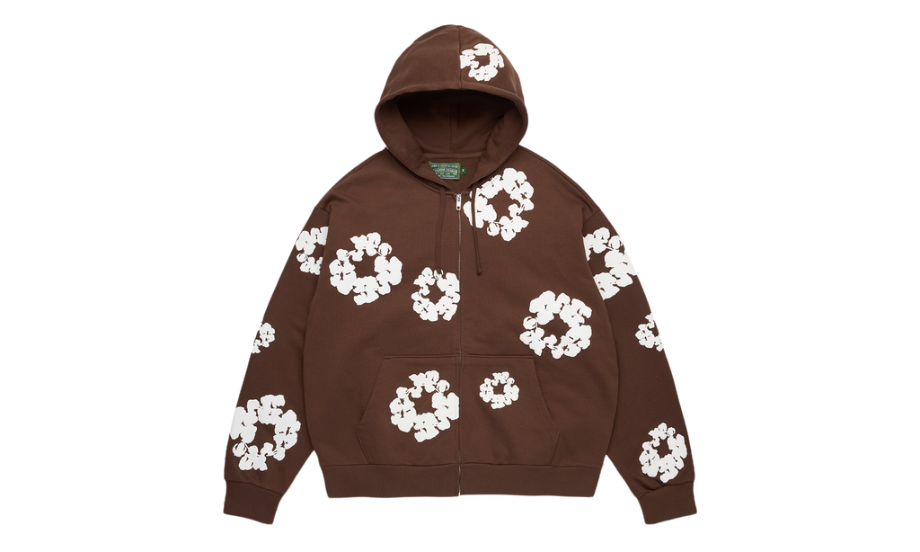 Cotton Wreath Zip Hoodie "Dark Brown" DT682