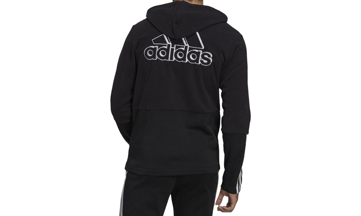 Essentials Polar Fleece Giant Logo Full-Zip Hoodie "Black / White" GV5297