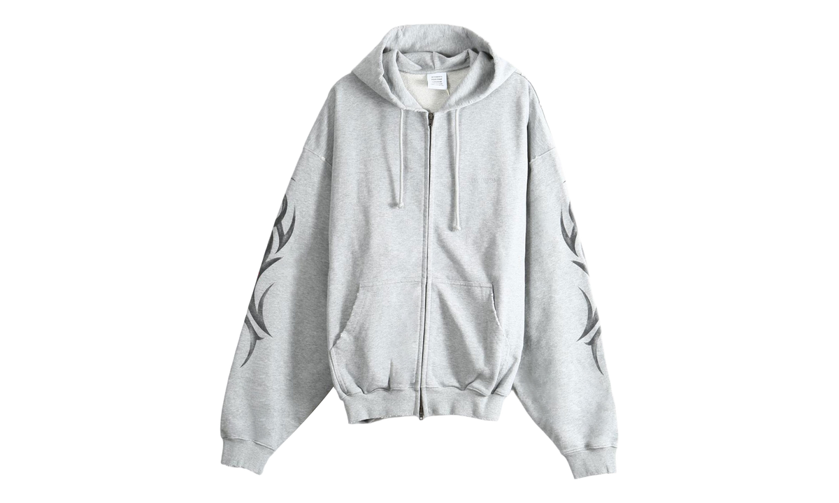Graffiti Tribal Zip-Up Hoodie "Grey Melange" MH27ZU151G