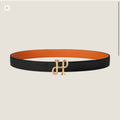 H COR BAROQUE BELT 24MM GOLD BUCKLE & REVERSIBLE ORANGE AND BLACK LEATHER