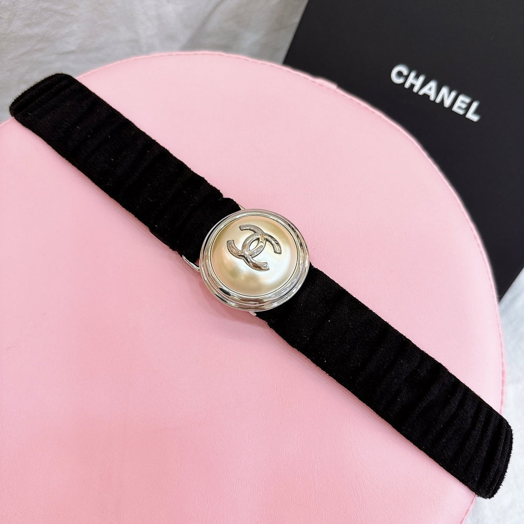 CC Stamp Buckle Women Belt 30mm Elastic Dark Brown Cowhide  196836