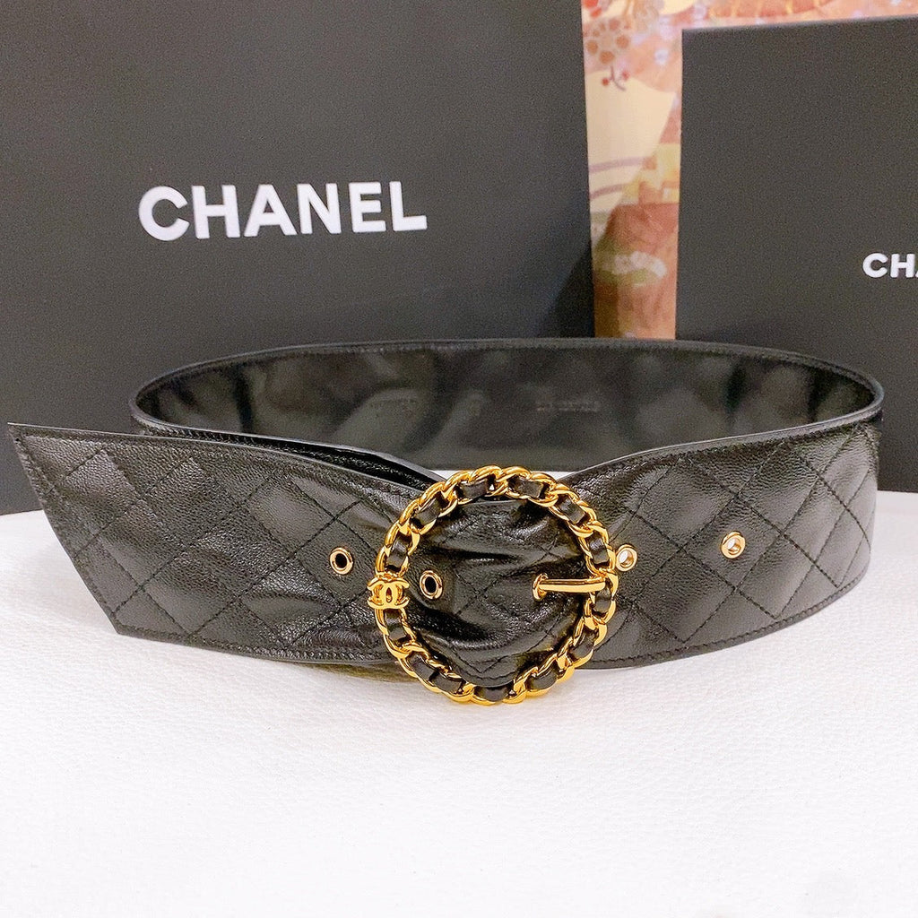 CC Gold Chain Buckle 40mm Black Gold Sheepskin 196574