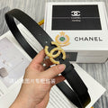 CC Women's Belt 3.0CM Black Cowhide Gold Buckle 586522