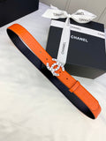 CC Women's Belt 3.0CM Orange Cowhide 586499