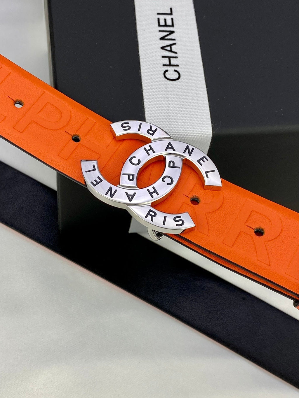 CC Women's Belt 3.0CM Orange Cowhide 586499