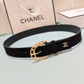 CC Belt 3.0CM Black Suede Gold Buckle 198421