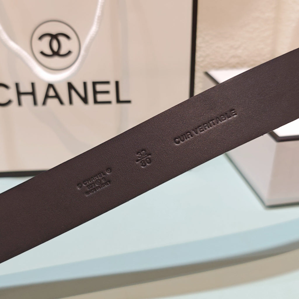 CC Belt 3.0CM Black Suede Gold Buckle 198421