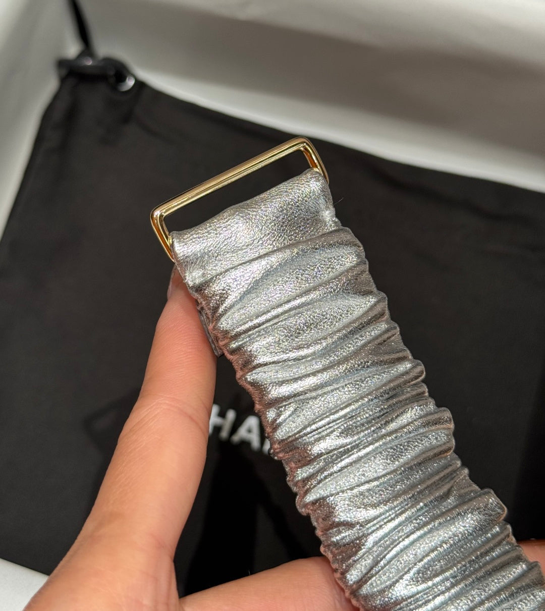 CC Rhinestone Belt 3.0CM Sliver Metallic Cowhide Multicolor Buckle 198411