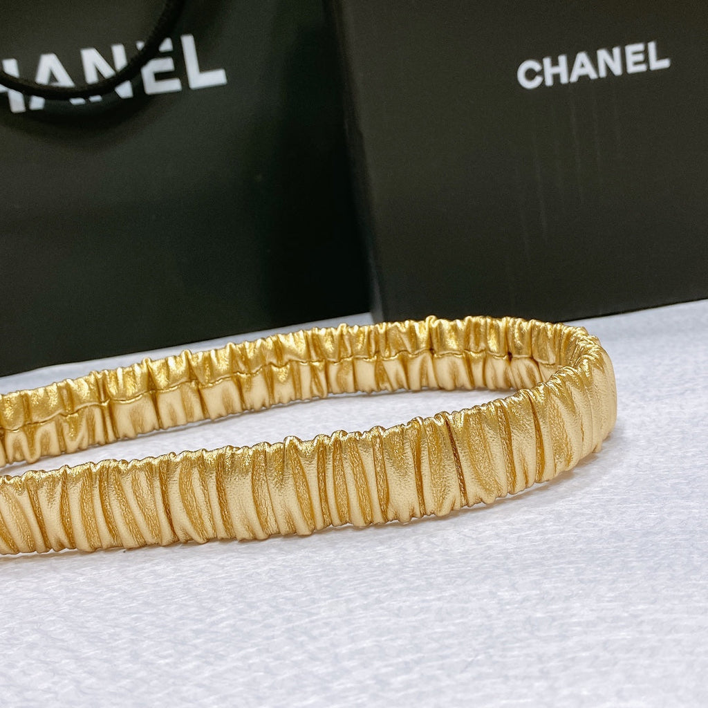 CC Women's Belt 3.0CM Gold Metallic Calfskin Gold Diamond Buckle 195972