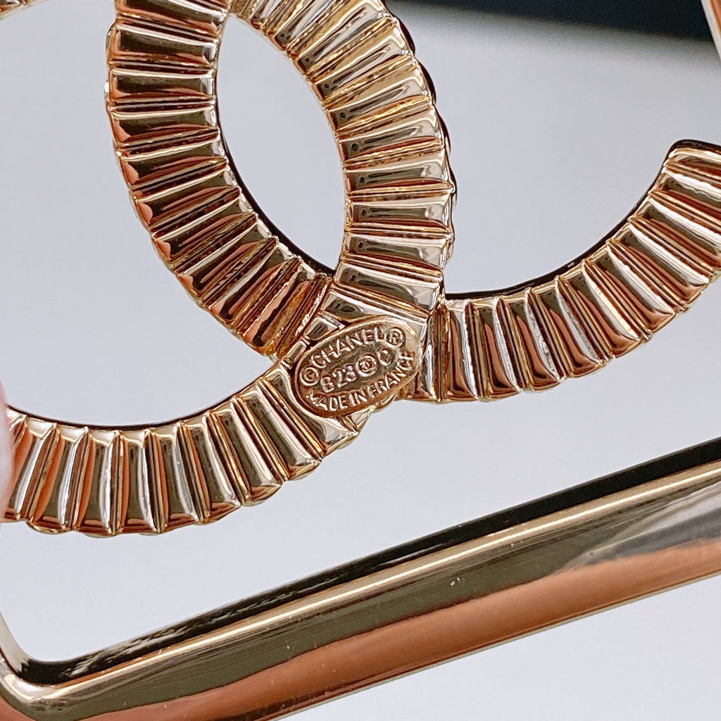 Chanel Rhinestones CC Square Buckle Belt Red Gold in Calfskin 205351