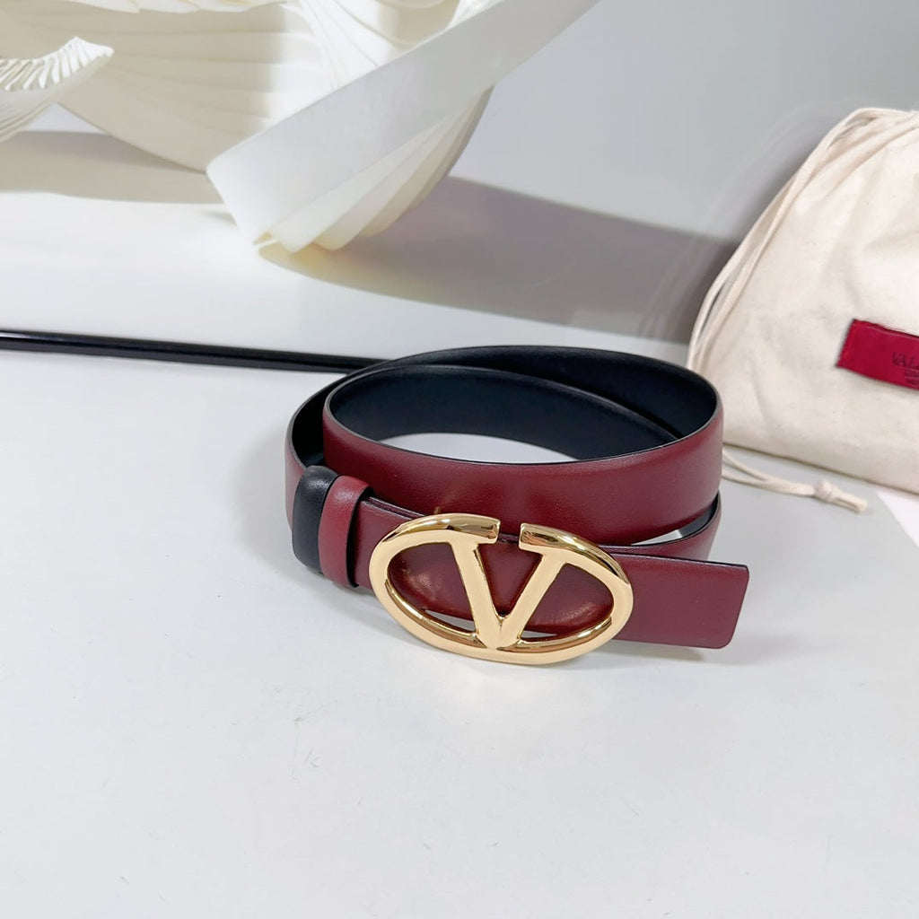 VT The Bold Edition Reversible Belt 30mm Burgundy Calfskin Gold Buckle