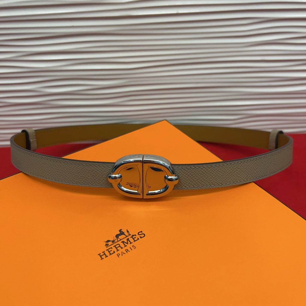 HM Chaine d'Ancre Belt 18MM Grey Epsom Calfskin SHW 212450