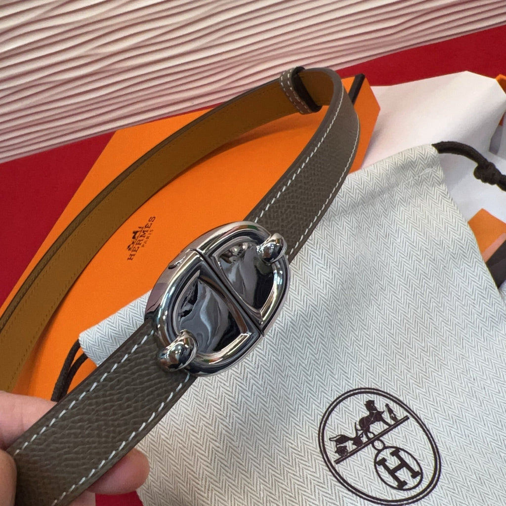 HM Chaine d'Ancre Belt 18MM Dark Grey Epsom Calfskin SHW 212453