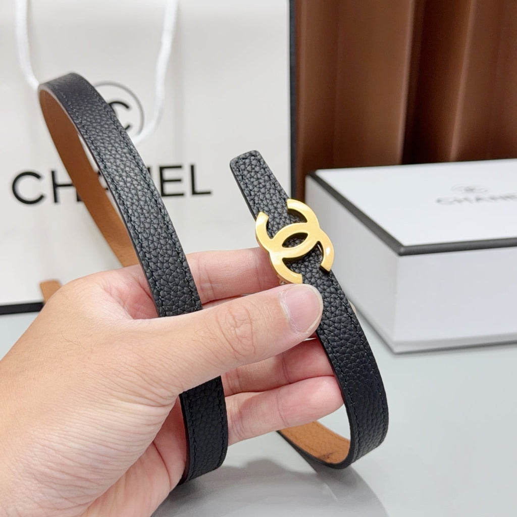 CC Logo Belt 1.5CM Textured Calfskin 212510
