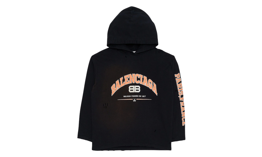 Maison Logo Light Destroy Vintage Hoodie "Black / Orange / White" 670946 TLVJ3 0107