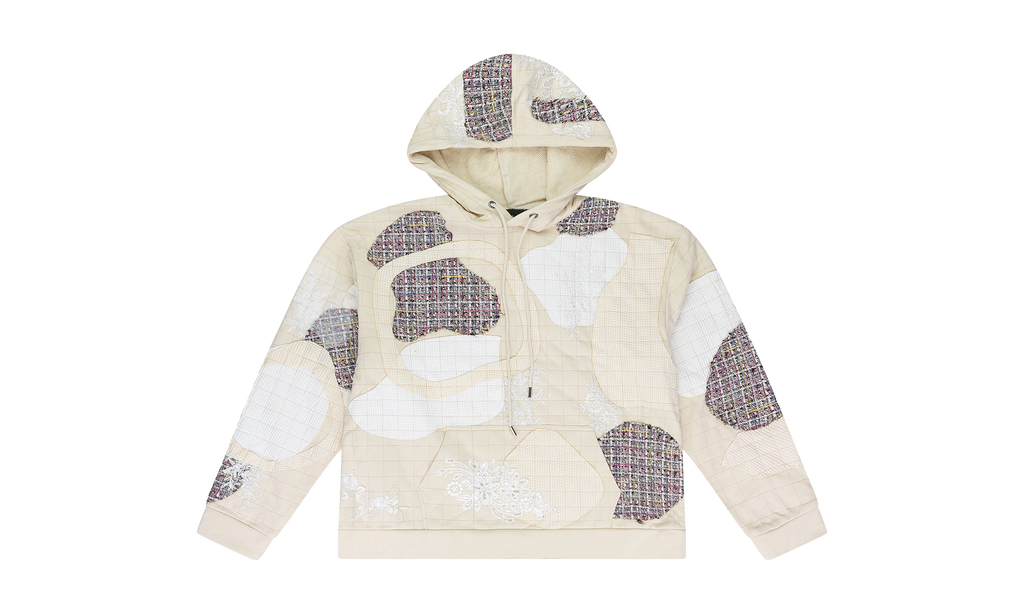 Tweed Patchwork Hoodie "Cream" 1110490019SS24