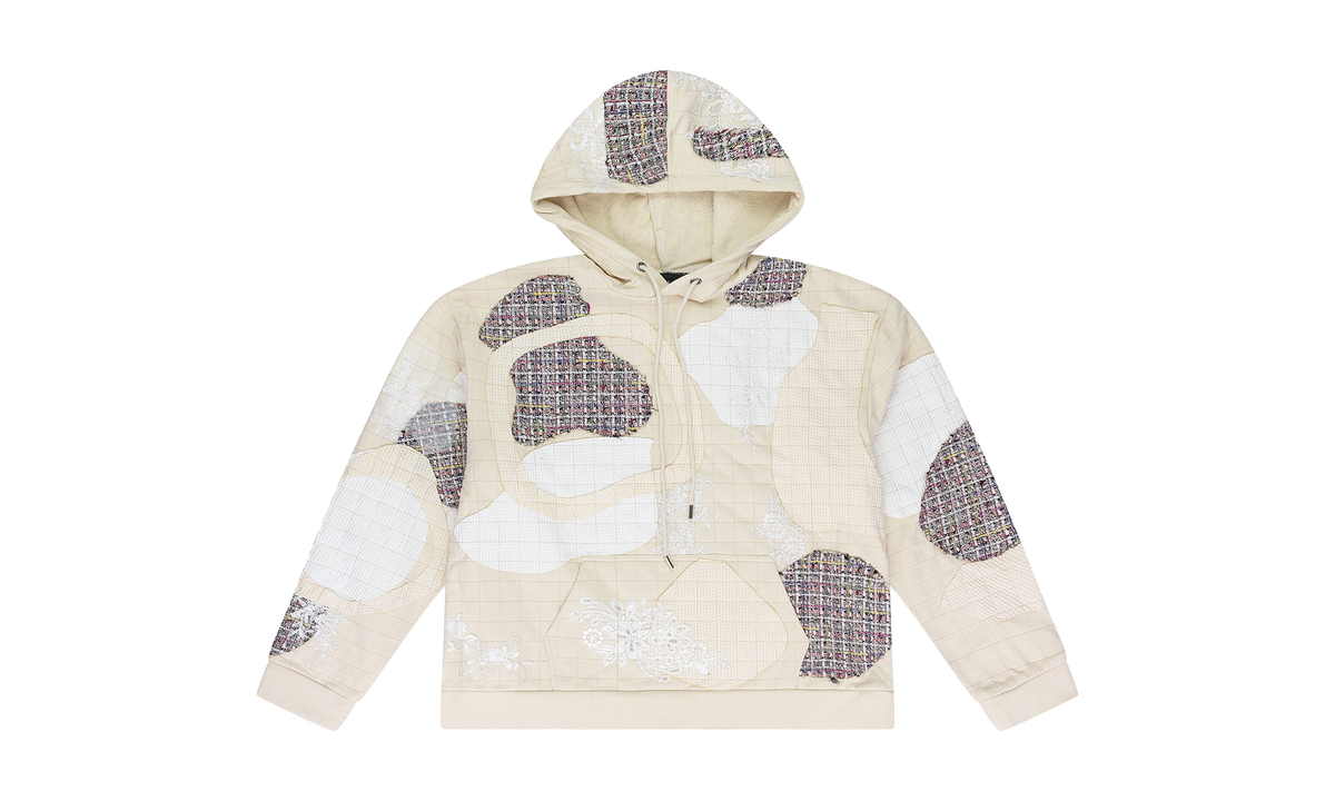Tweed Patchwork Hoodie "Cream" 1110490019SS24