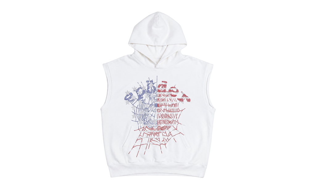 Rhinestone OG Web Sleeveless Hoodie "Glacier" SP5der605
