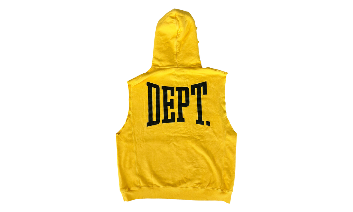 DEPT Logo Cut Off Hoodie "Yellow & Black" GD357