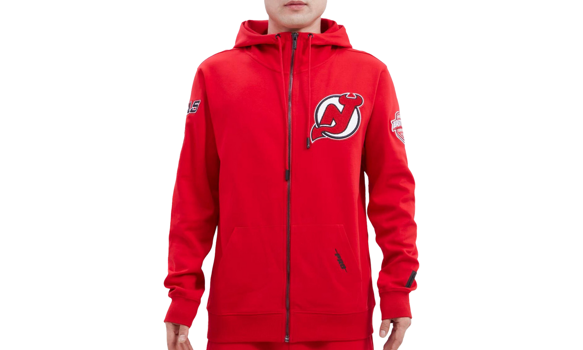 New Jersey Devils Classic Chenille Zip-Up Hoodie Red "RED" HND560073 RED