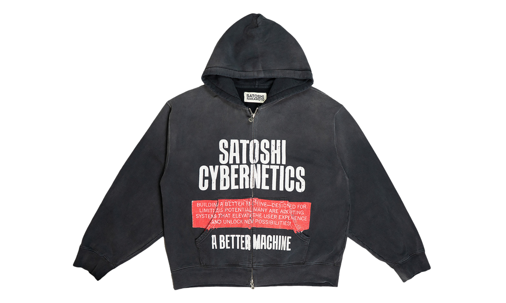 Cybernetics Zip Up Hoodie "Washed Black" fw25ho006