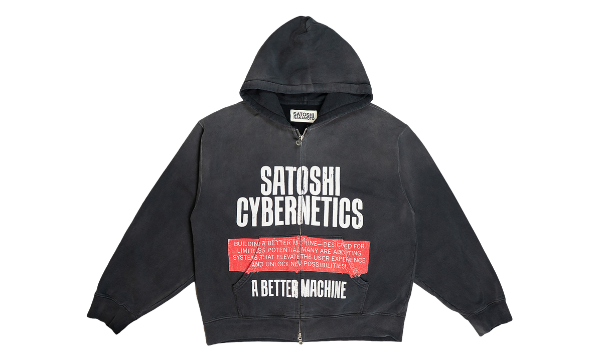 Cybernetics Zip Up Hoodie "Washed Black" fw25ho006