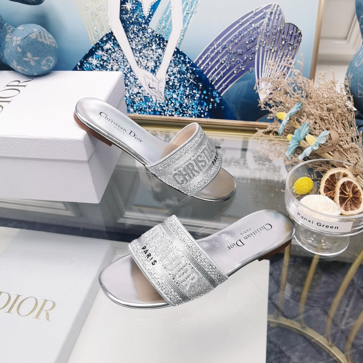 DIOR CD Mule Dway Slide 10mm Multi-motifs Style 24