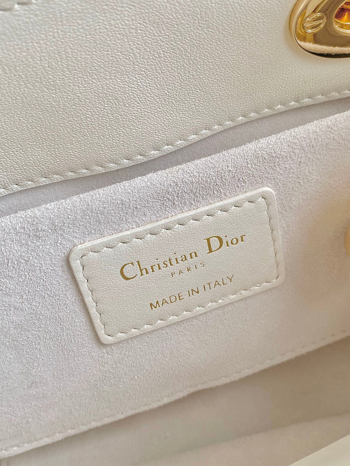 DIOR MINI LADY 19 IN WHITE LAMBSKIN