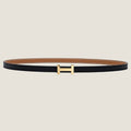 HM FOCUS BUCKLE & REVERSIBLE TAWNY BROWN AND BLACK LEATHER STRAP 13MM GOLD HARDWARE