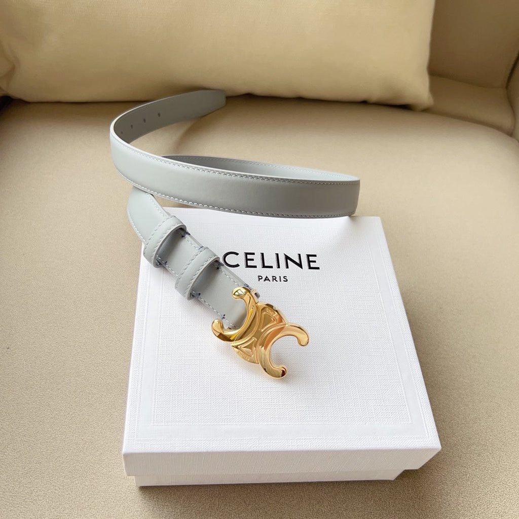 Medium Triomphe Belt 25mm Baby Blue Calfskin Ghw