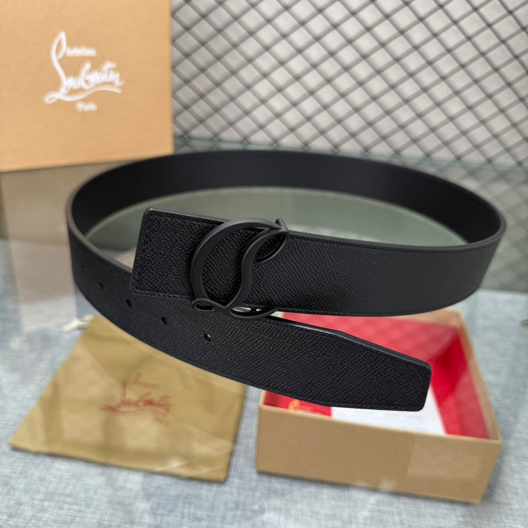 Christian Louboutin Mooncrest Reversible Black Leather Belt