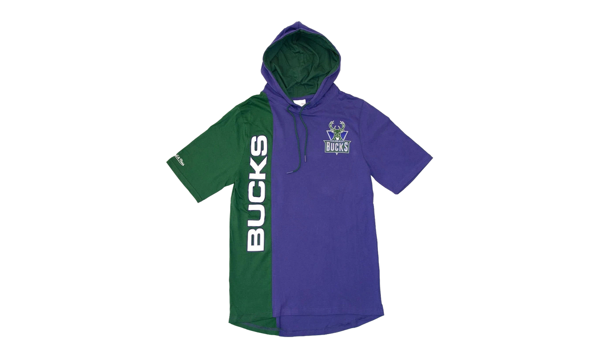 NBA Short Sleeve Split Hoodie "Milwaukee Bucks - Purple / Green" HDSSAJ19008 MBUPRGN