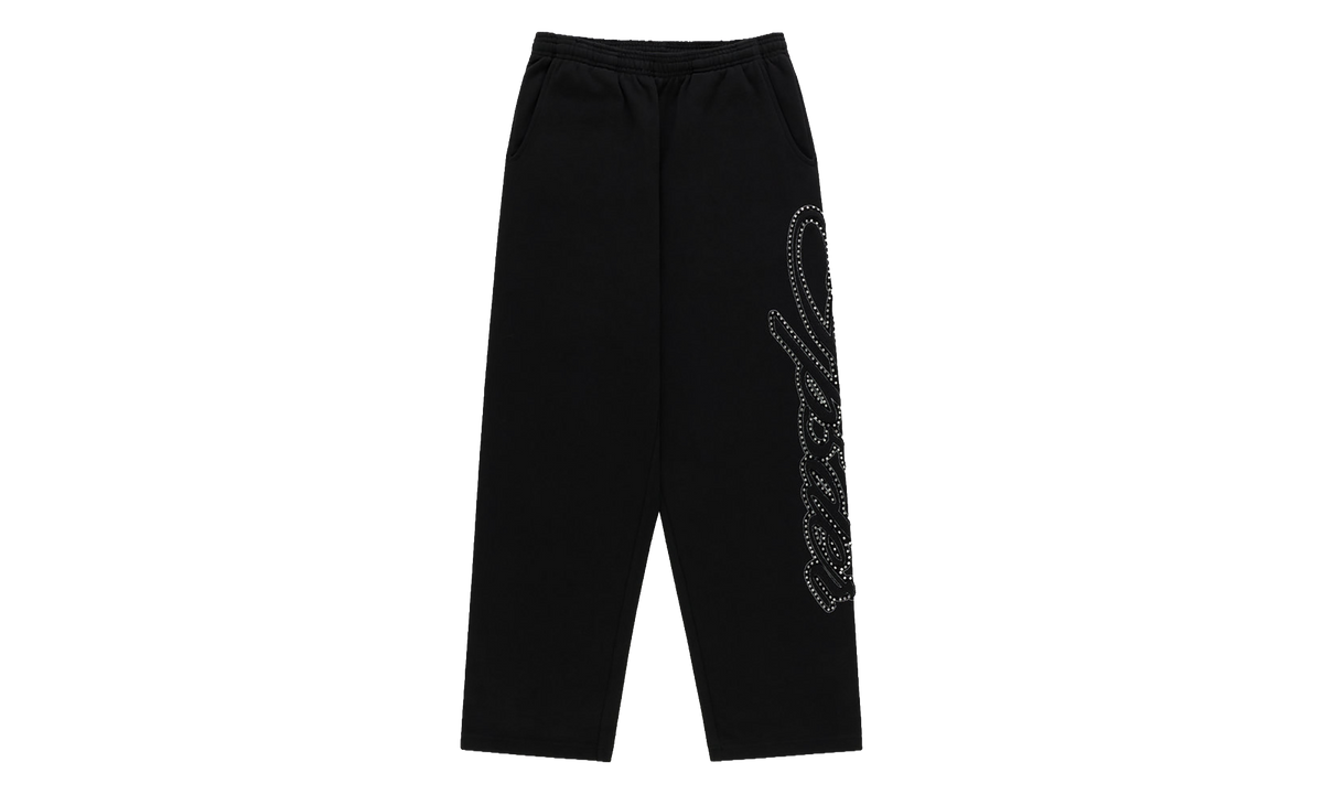 Rhinestone Script Wide Leg Sweatpants "Black" SP5der352
