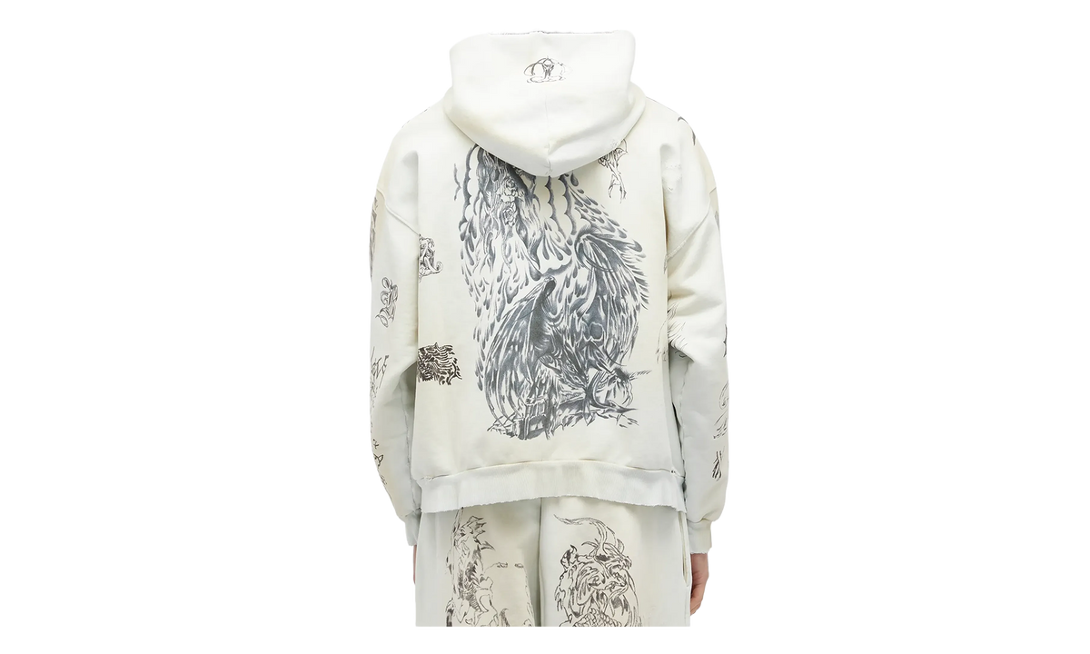 Tattoo Heavy Molleton Zip-up Hoodie "Off White/Black" 770939 TQVK1 3307