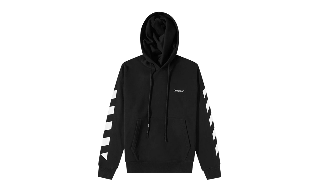 Diag Helvetica Over Hoodie "Black/White" OMBB037C99FLE0011001