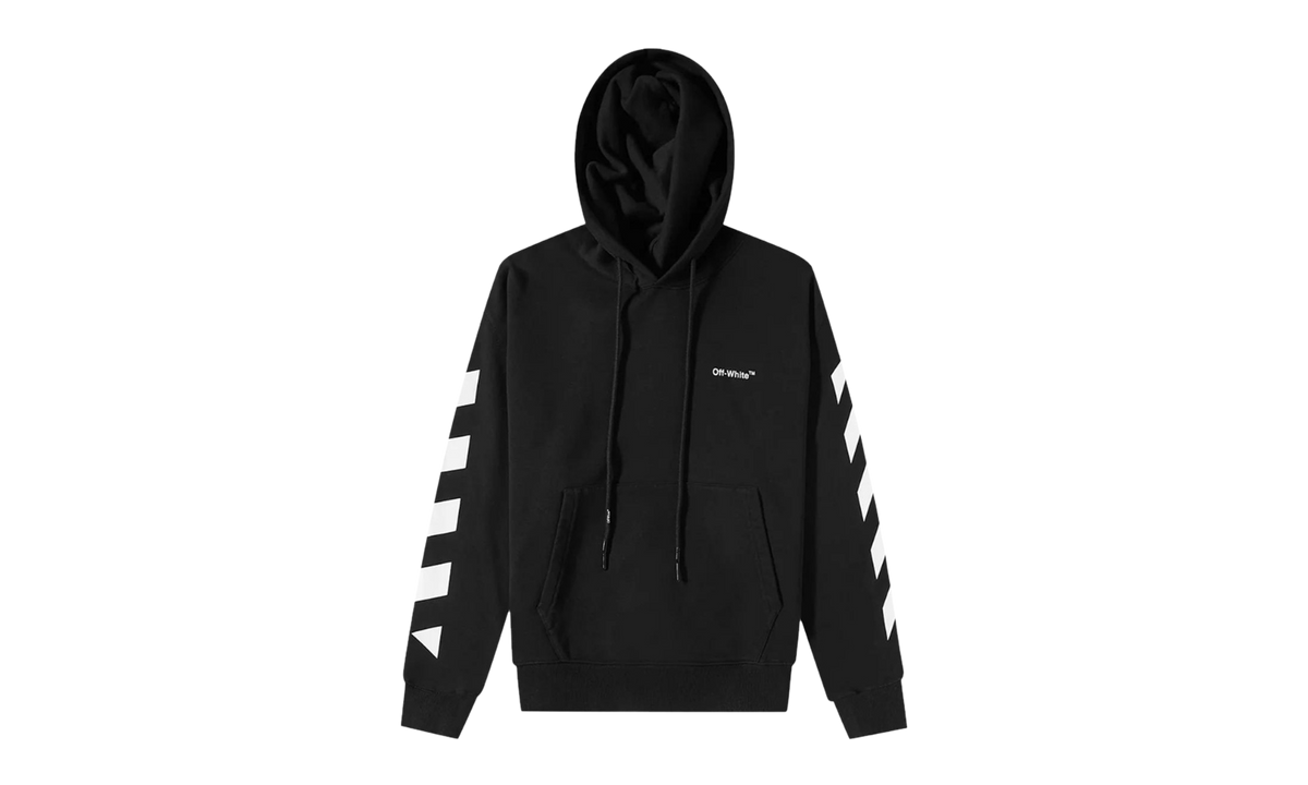 Diag Helvetica Over Hoodie "Black/White" OMBB037C99FLE0011001