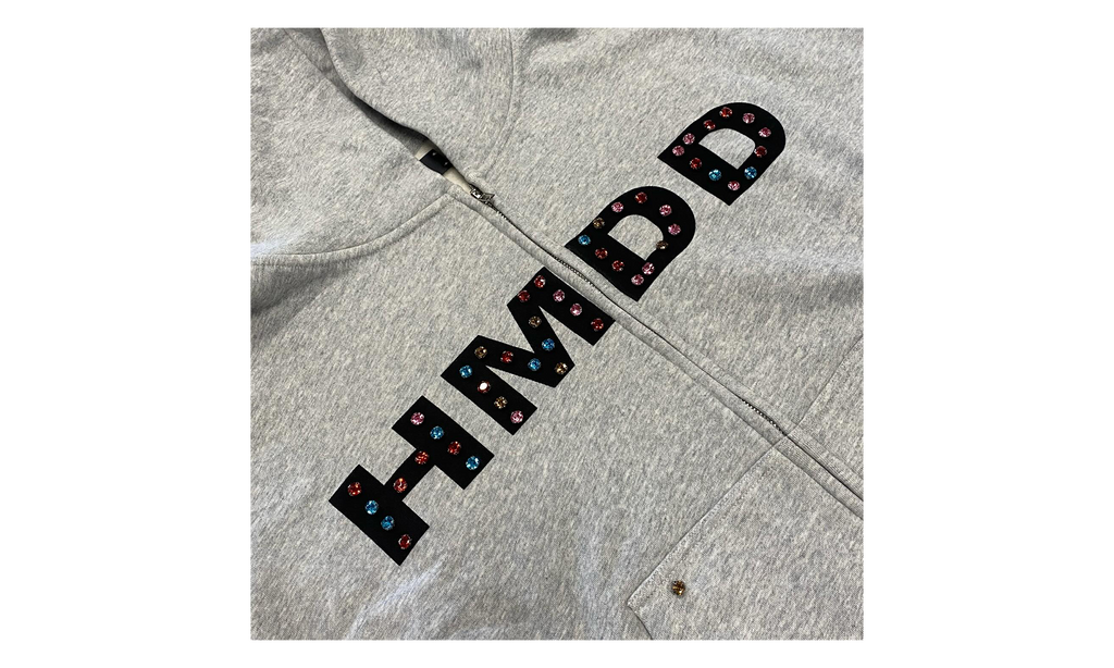 Crystal Studded Zip-Up Hoodie "Grey" HMDD001