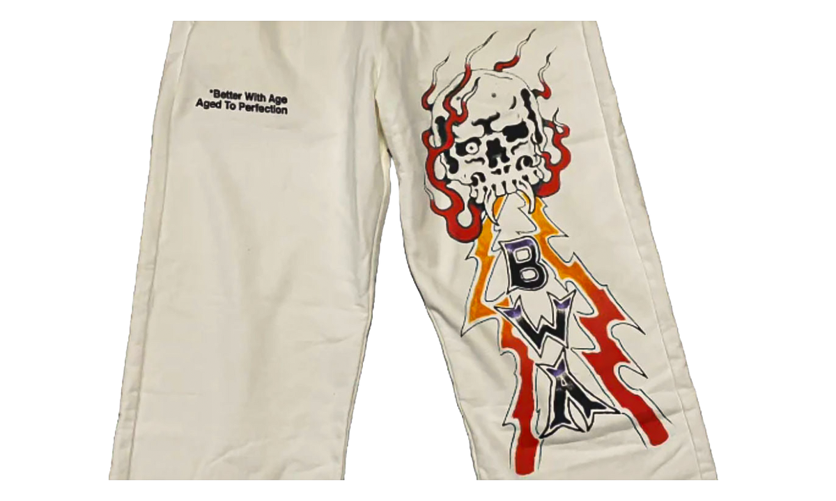 Lightning Skull Sweatpants "White" BWA279