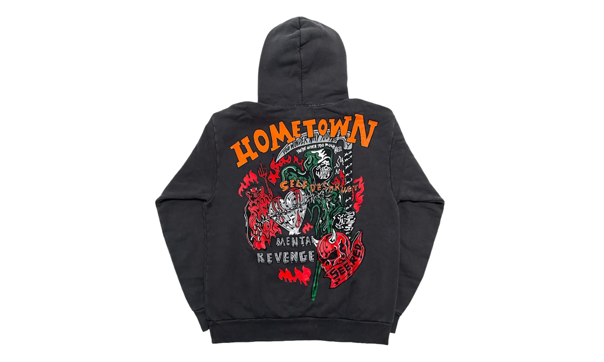 Exclusive Hometown Graphic Pullover Hoodie "Stonewash Black" WL078