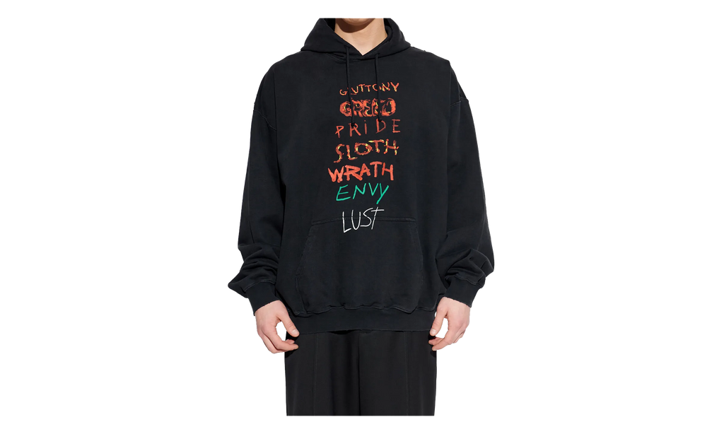 7 Sins Hoodie "Washed-Out Black" ME76HD195BX BLAC