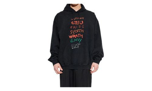 7 Sins Hoodie "Washed-Out Black" ME76HD195BX BLAC