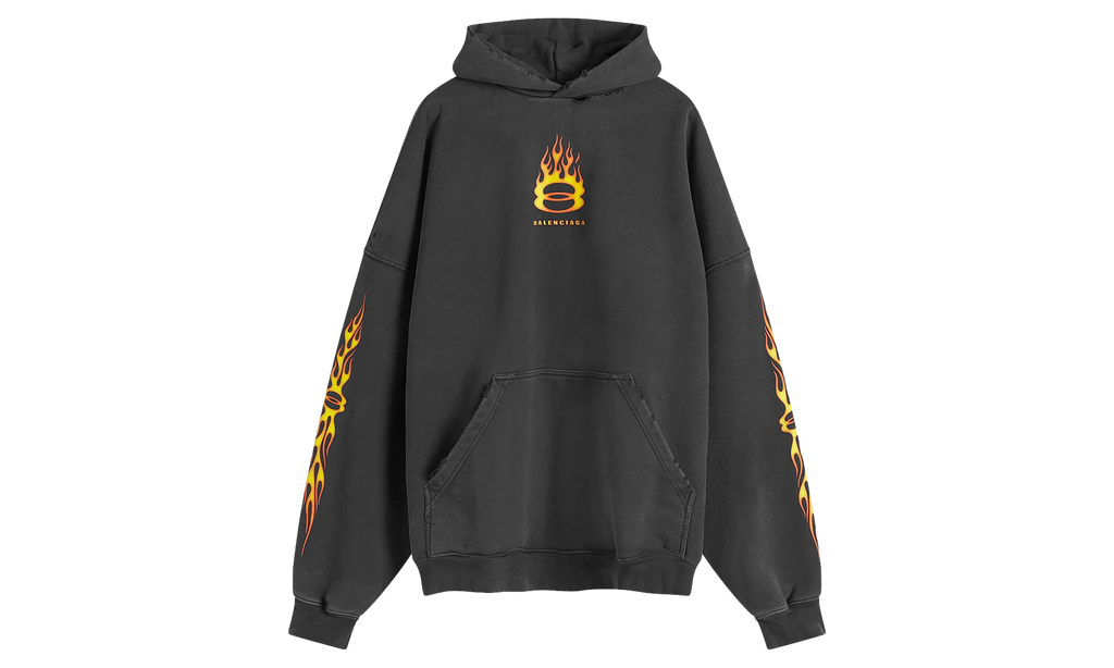 Oversized Flame Hoodie "Washed Out Black" 739024 TQVW9 1134