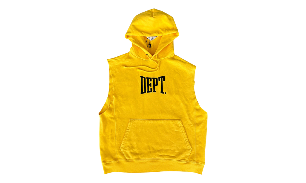 DEPT Logo Cut Off Hoodie "Yellow & Black" GD357