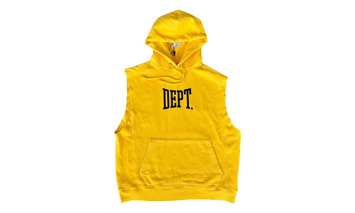 DEPT Logo Cut Off Hoodie "Yellow & Black" GD357