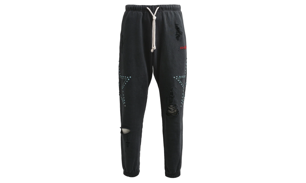 Distressed Star Studded Sweatpants "Black Multi" SAT070