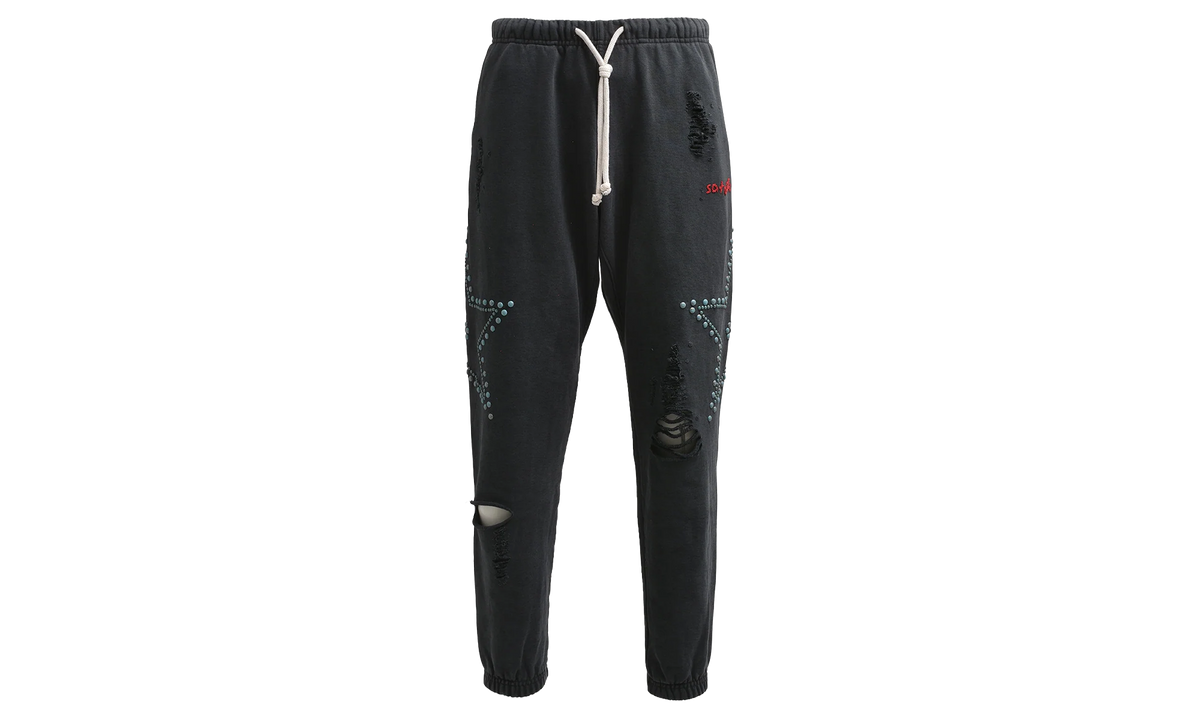 Distressed Star Studded Sweatpants "Black Multi" SAT070