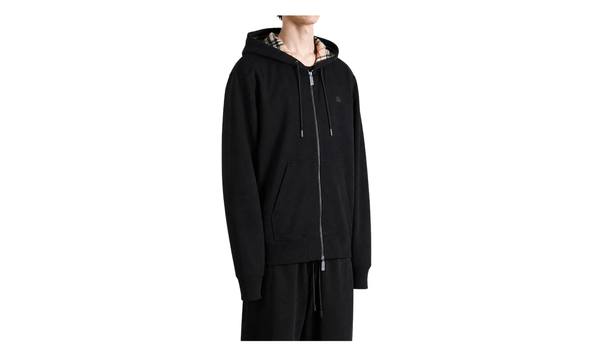 Check Hood Cotton Zip Hoodie "Black" 8135976