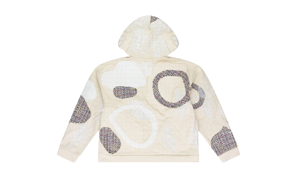 Tweed Patchwork Hoodie "Cream" 1110490019SS24
